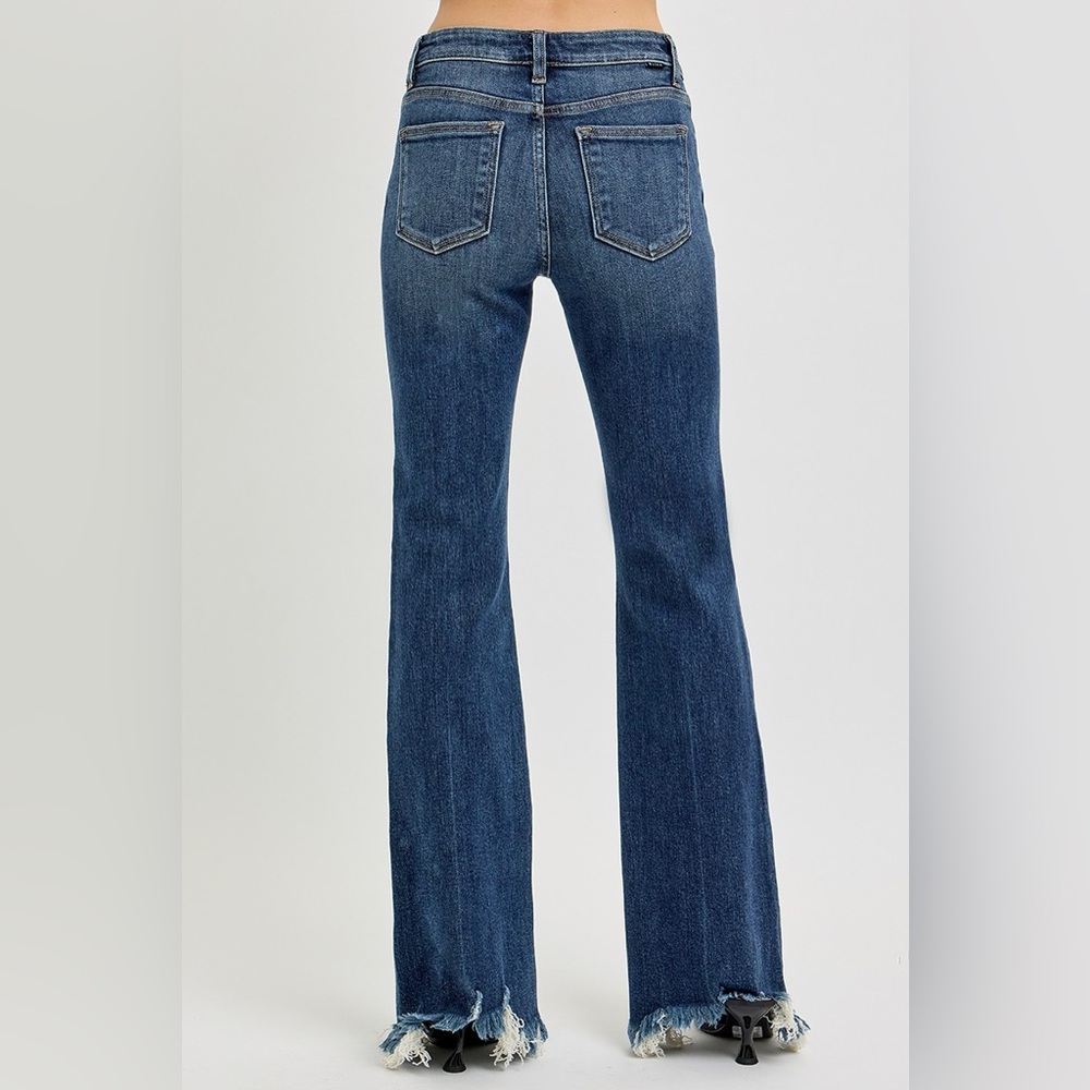 RISEN Mid Rise Flare Frayed Hem Jeans - Picture 4 of 7